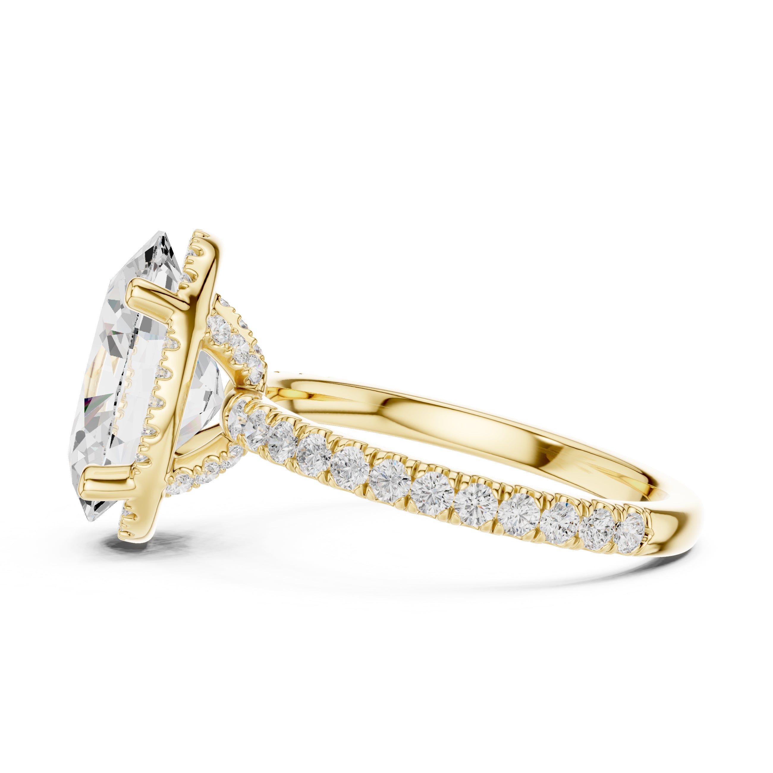 3.50 ct Lumina Pavé Engagement Ring 3.5ct Yellow Gold Oval