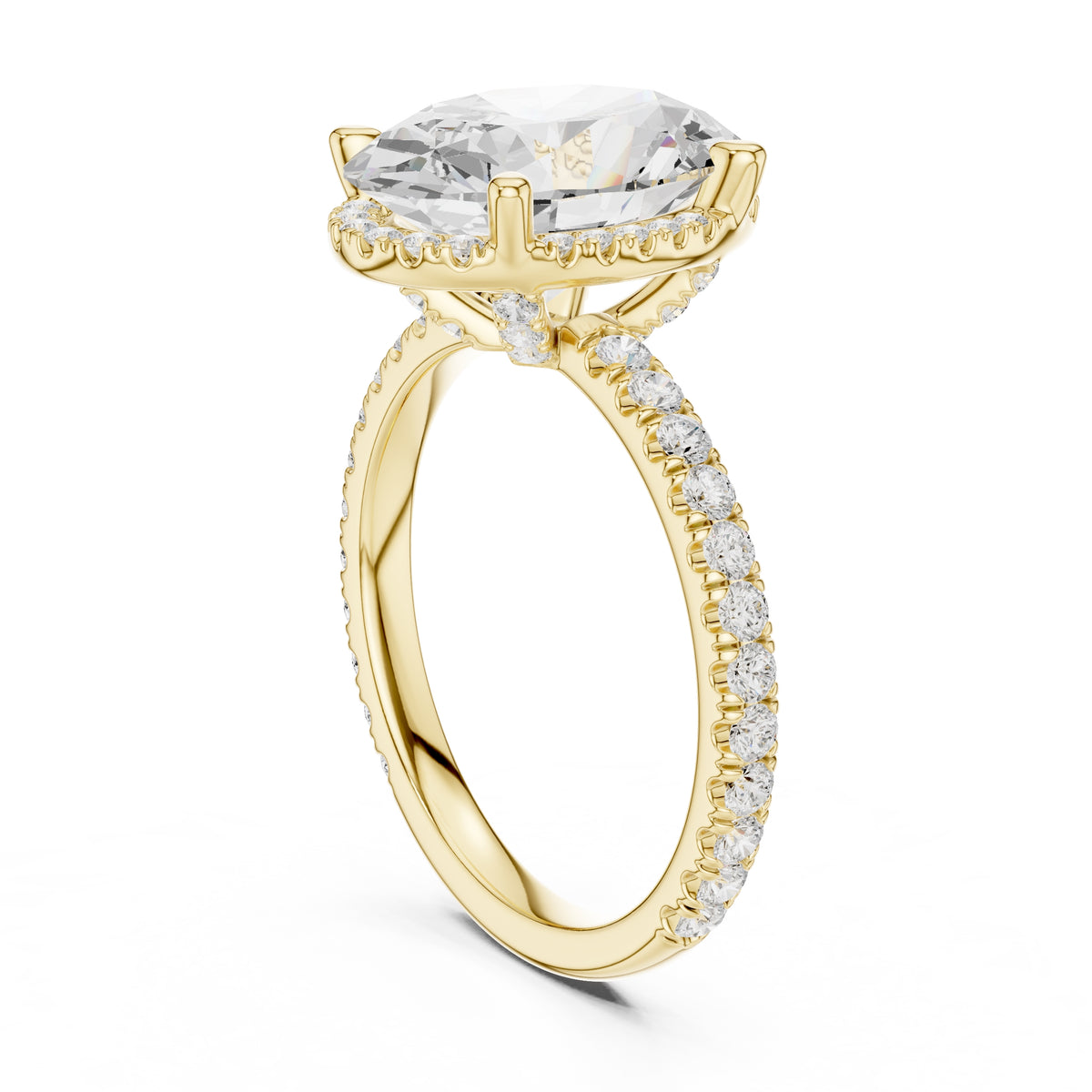 3.50 ct Lumina Pavé Engagement Ring 3.5ct Yellow Gold Oval