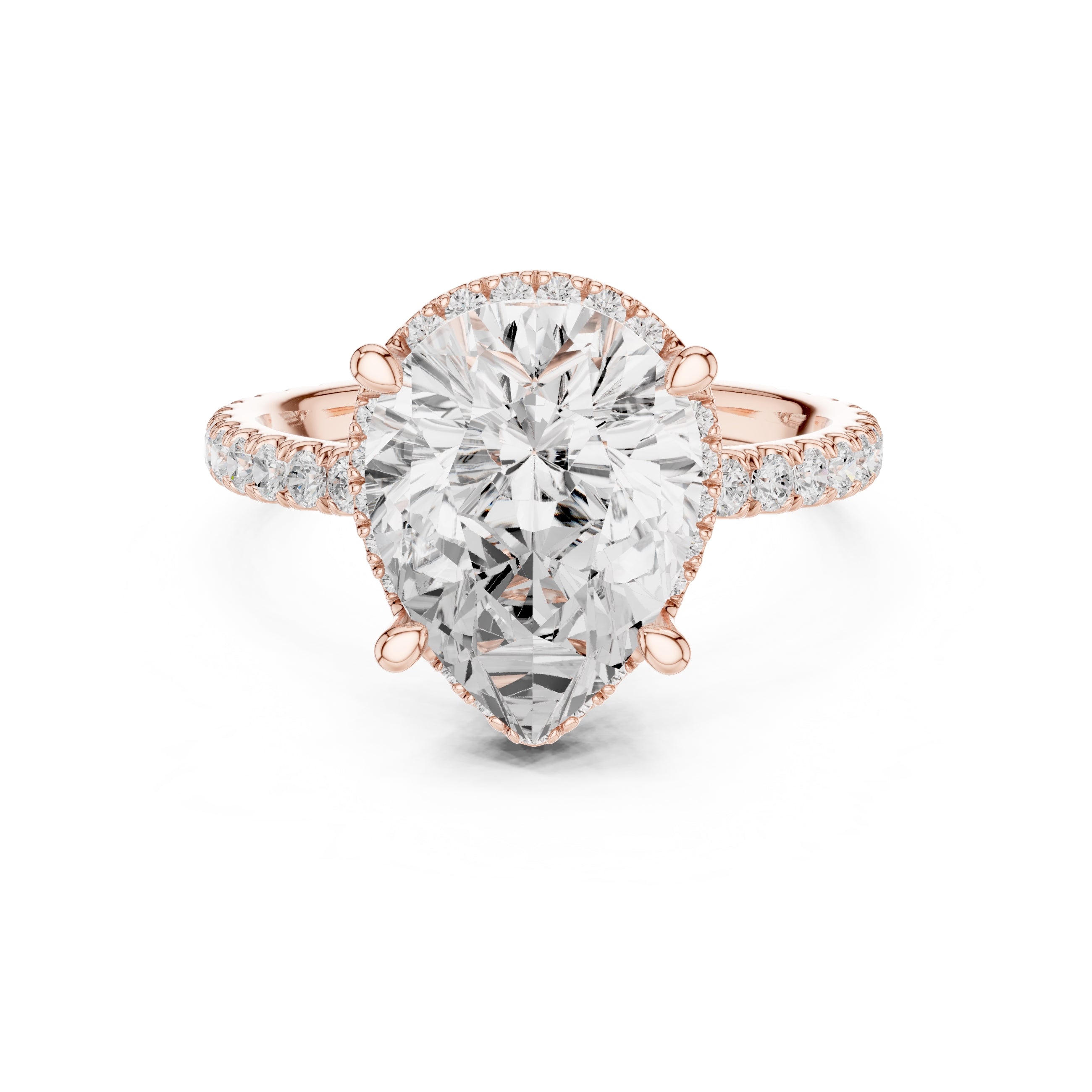 3.50 ct Lumina Pavé Engagement Ring 3.5ct Rose Gold Pear