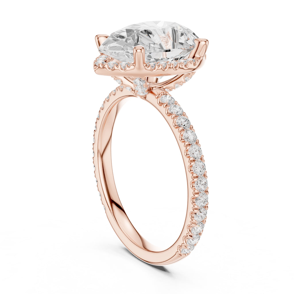 3.50 ct Lumina Pavé Engagement Ring 3.5ct Rose Gold Pear
