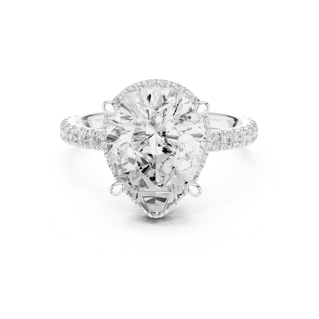 3.50 ct Lumina Pavé Engagement Ring 3.5ct White Gold Pear