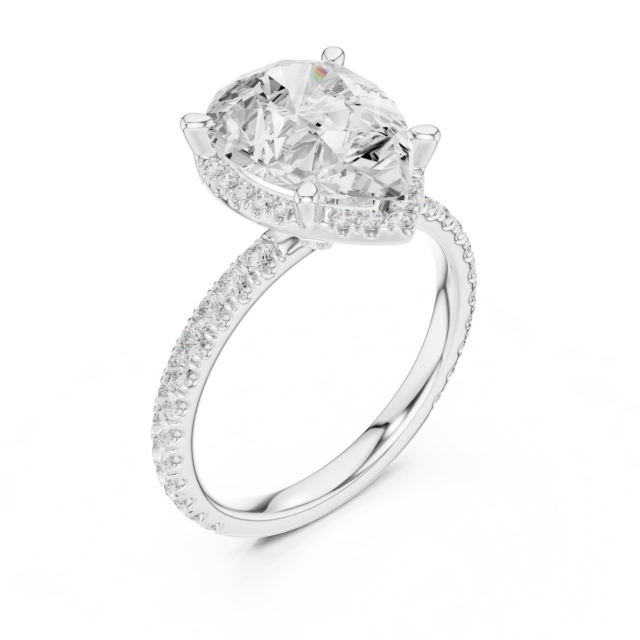 3.50 ct Lumina Pavé Engagement Ring 3.5ct White Gold Pear