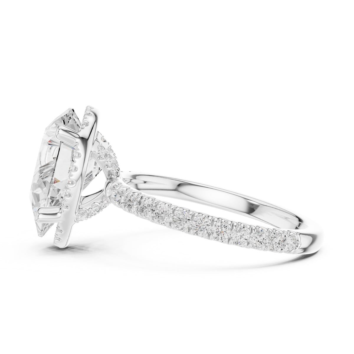3.50 ct Lumina Pavé Engagement Ring 3.5ct White Gold Pear