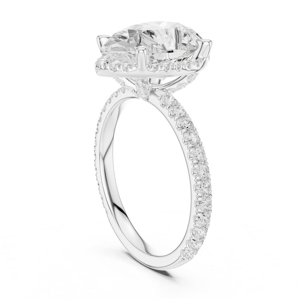 3.50 ct Lumina Pavé Engagement Ring 3.5ct White Gold Pear