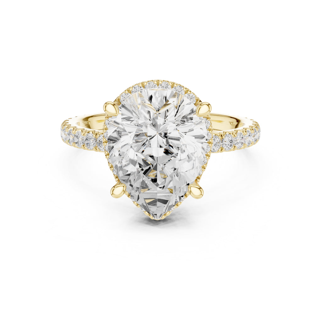 3.50 ct Lumina Pavé Engagement Ring 3.5ct Yellow Gold Pear