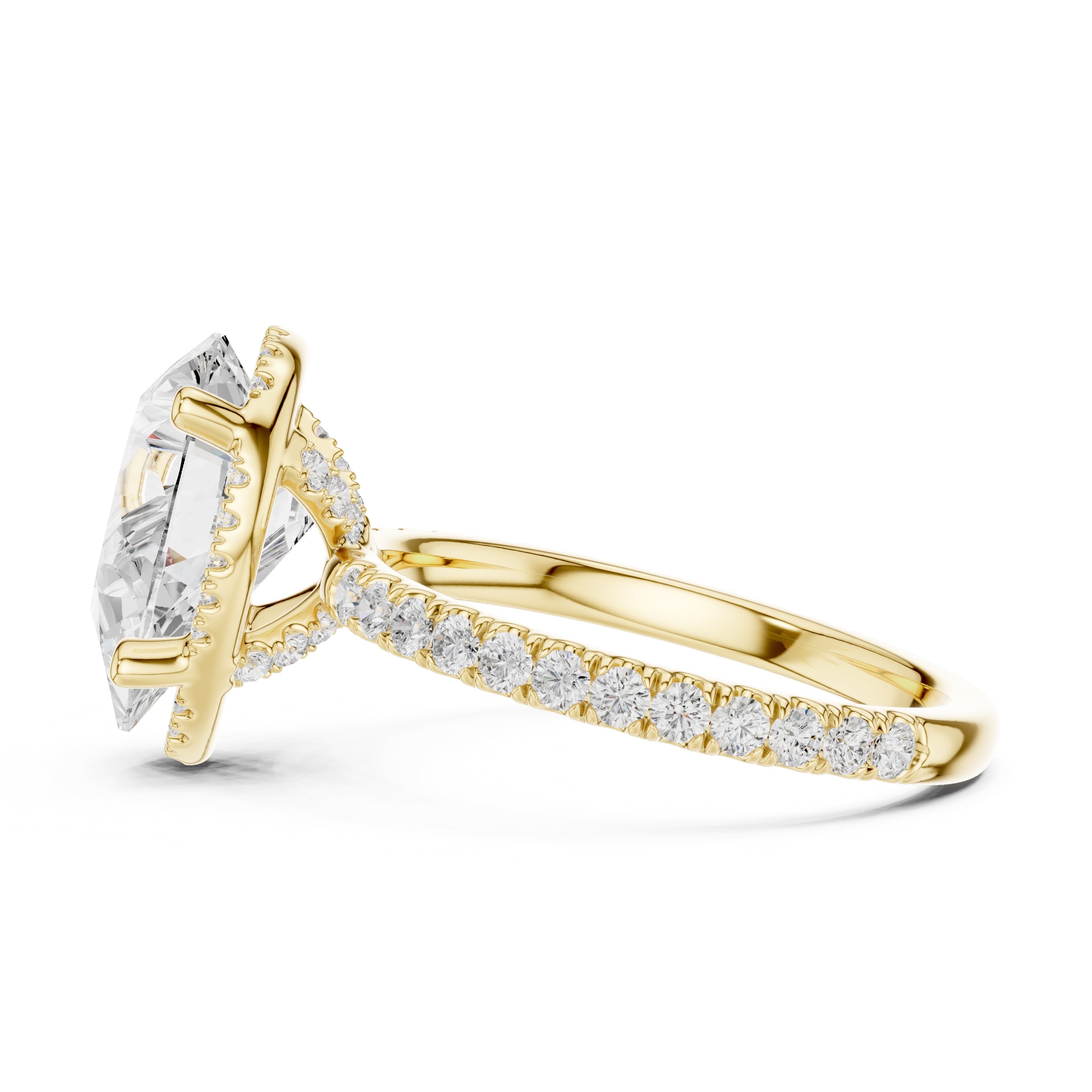 3.50 ct Lumina Pavé Engagement Ring 3.5ct Yellow Gold Pear