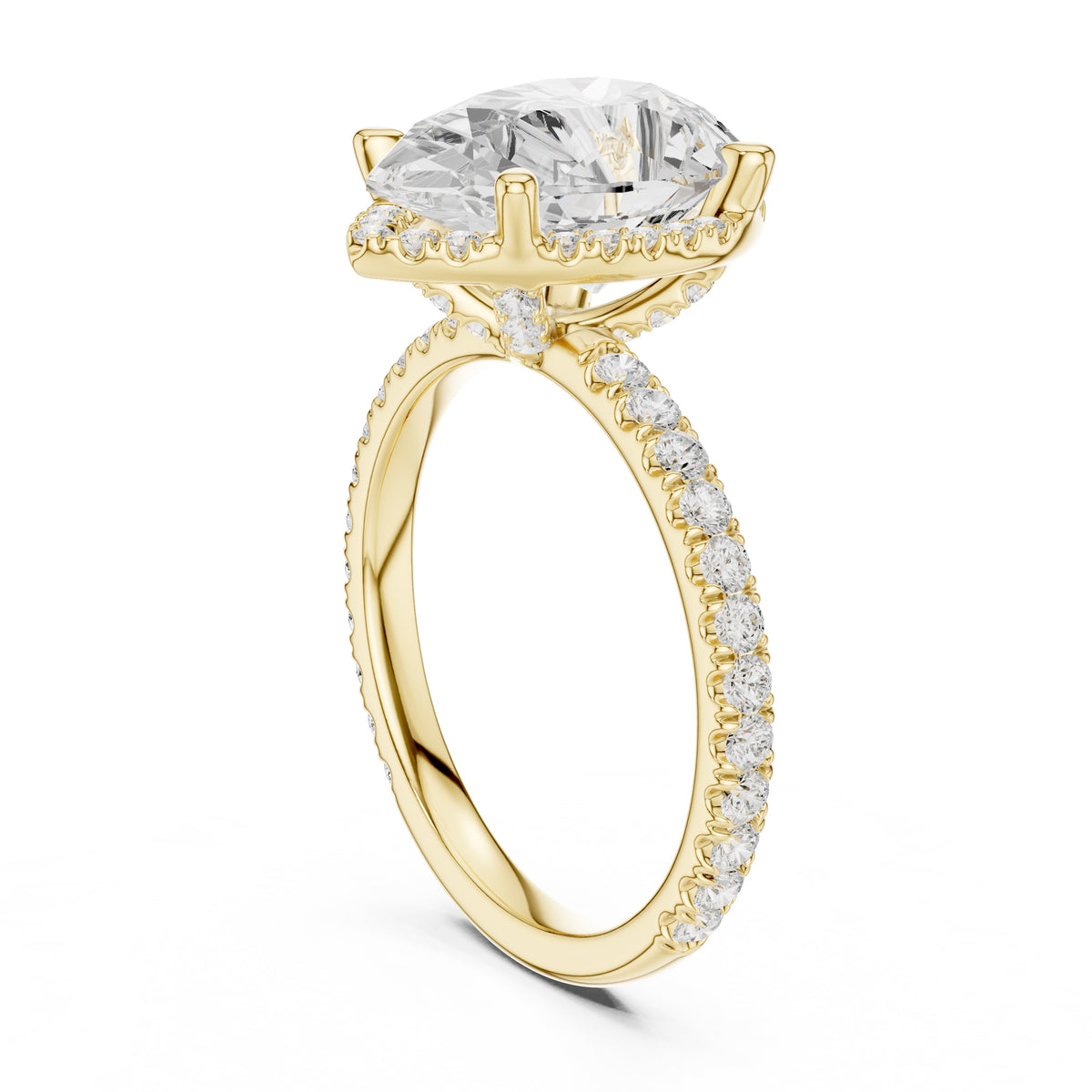 3.50 ct Lumina Pavé Engagement Ring 3.5ct Yellow Gold Pear