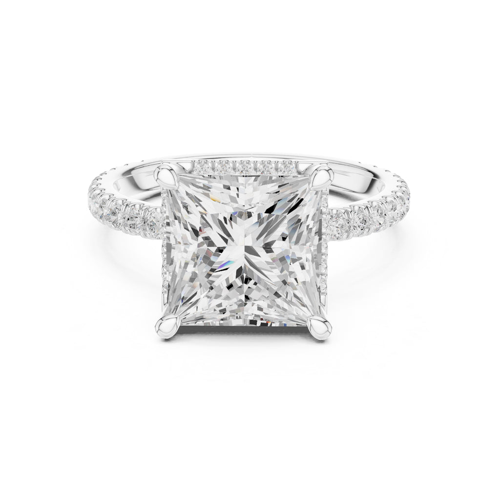 3.50 ct Lumina Pavé Engagement Ring 3.5ct White Gold Princess
