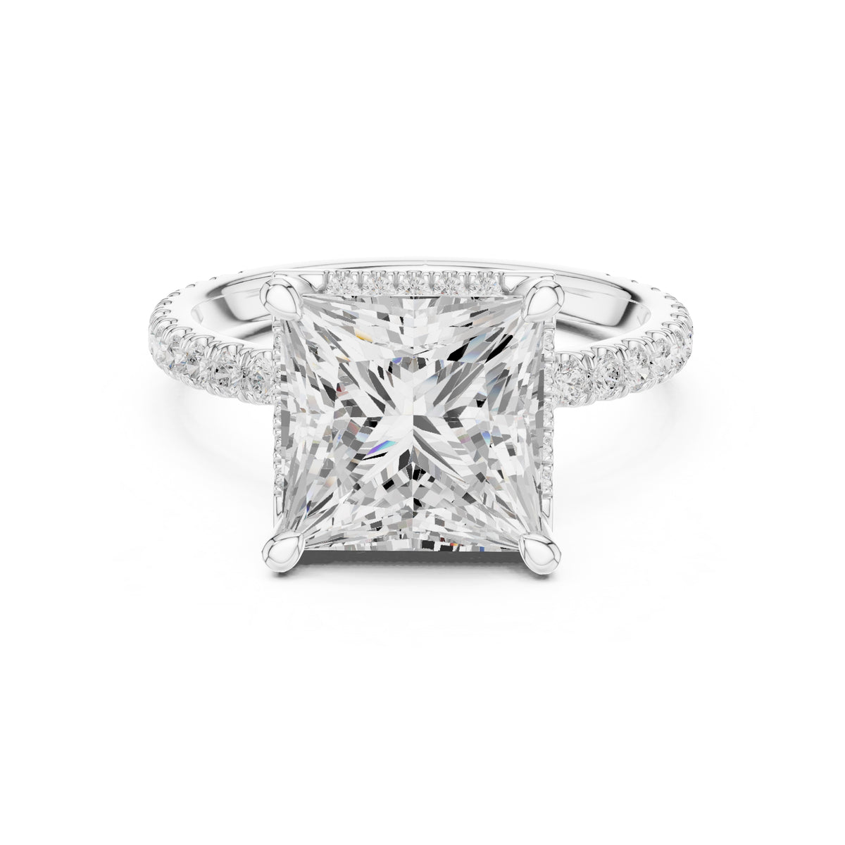 3.50 ct Lumina Pavé Engagement Ring 3.5ct White Gold Princess