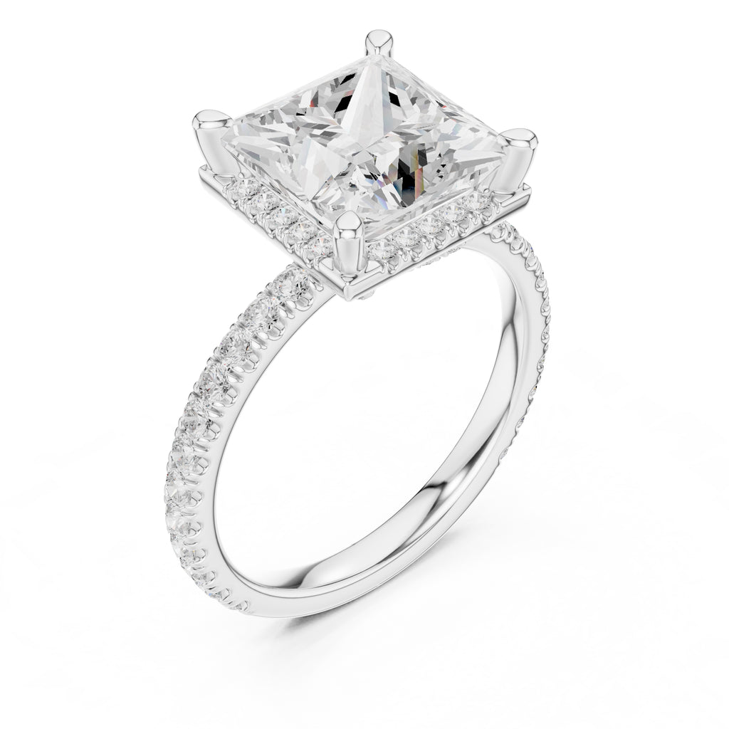3.50 ct Lumina Pavé Engagement Ring 3.5ct White Gold Princess