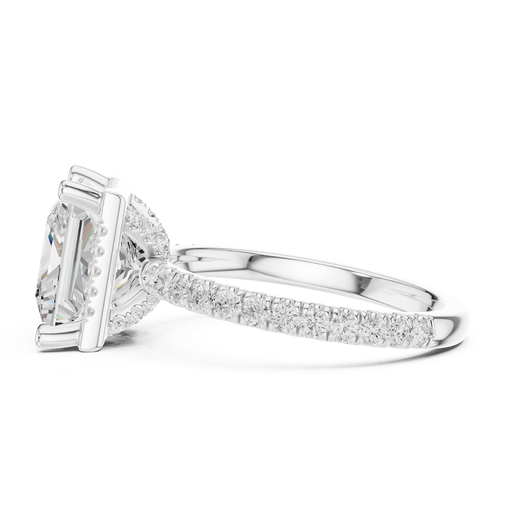 3.50 ct Lumina Pavé Engagement Ring 3.5ct White Gold Princess