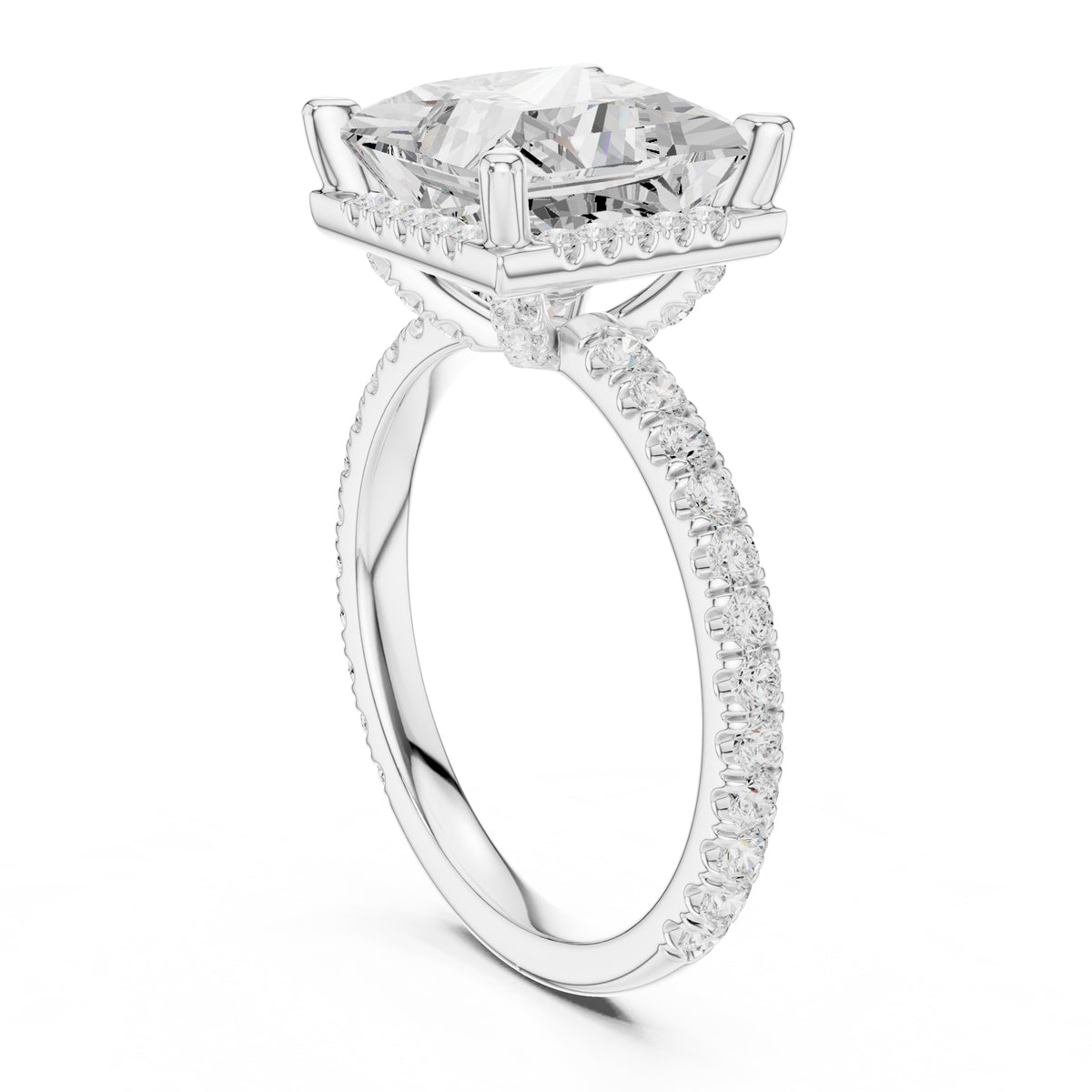 3.50 ct Lumina Pavé Engagement Ring 3.5ct White Gold Princess