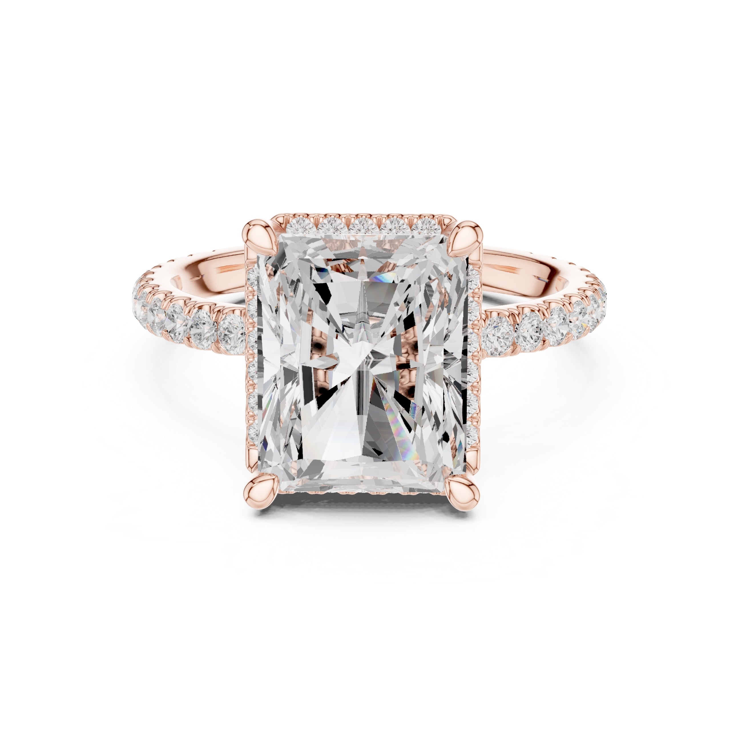 3.50 ct Lumina Pavé Engagement Ring 3.5ct Rose Gold Radiant