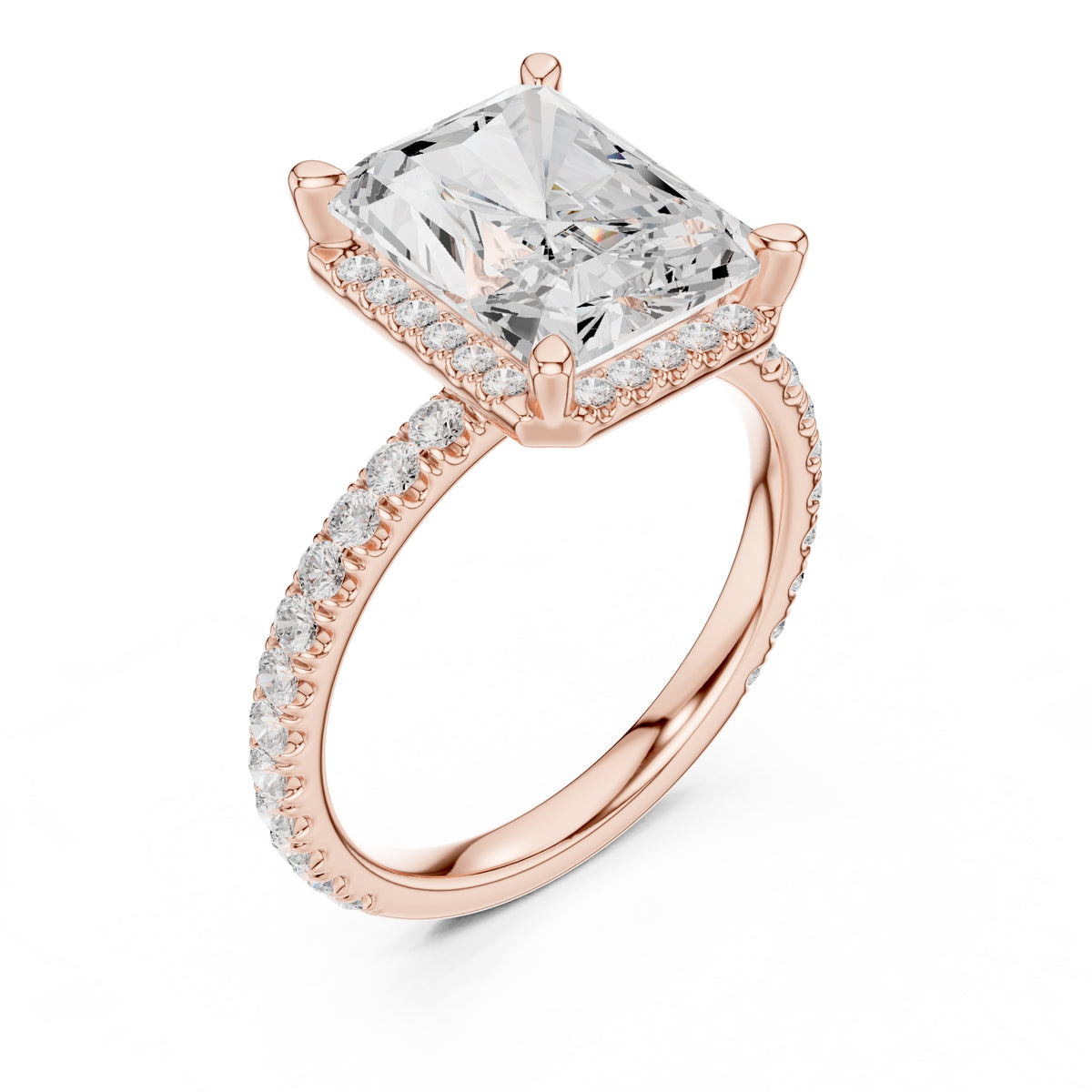 3.50 ct Lumina Pavé Engagement Ring 3.5ct Rose Gold Radiant