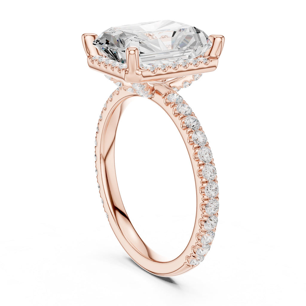 3.50 ct Lumina Pavé Engagement Ring 3.5ct Rose Gold Radiant