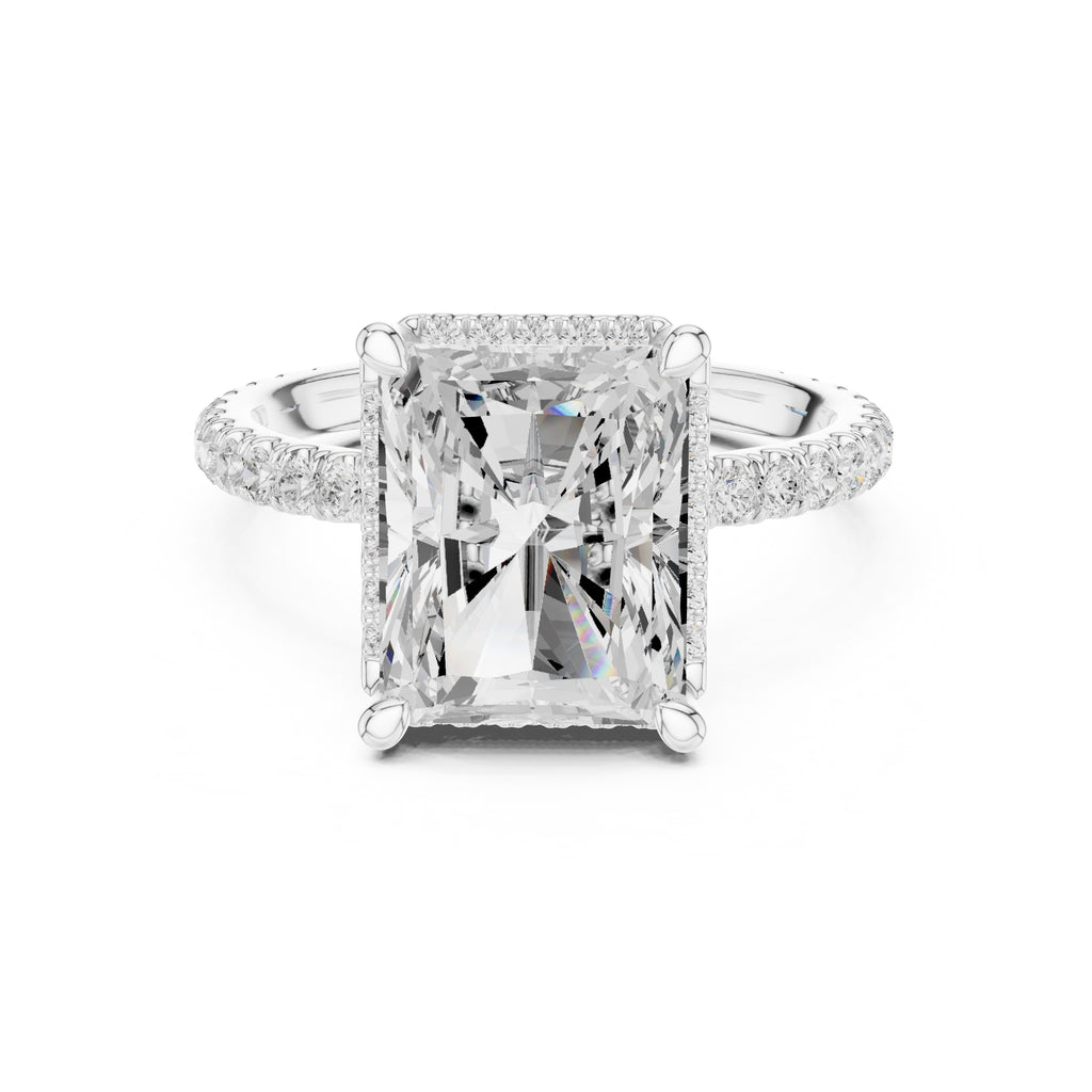 3.50 ct Lumina Pavé Engagement Ring 3.5ct White Gold Radiant