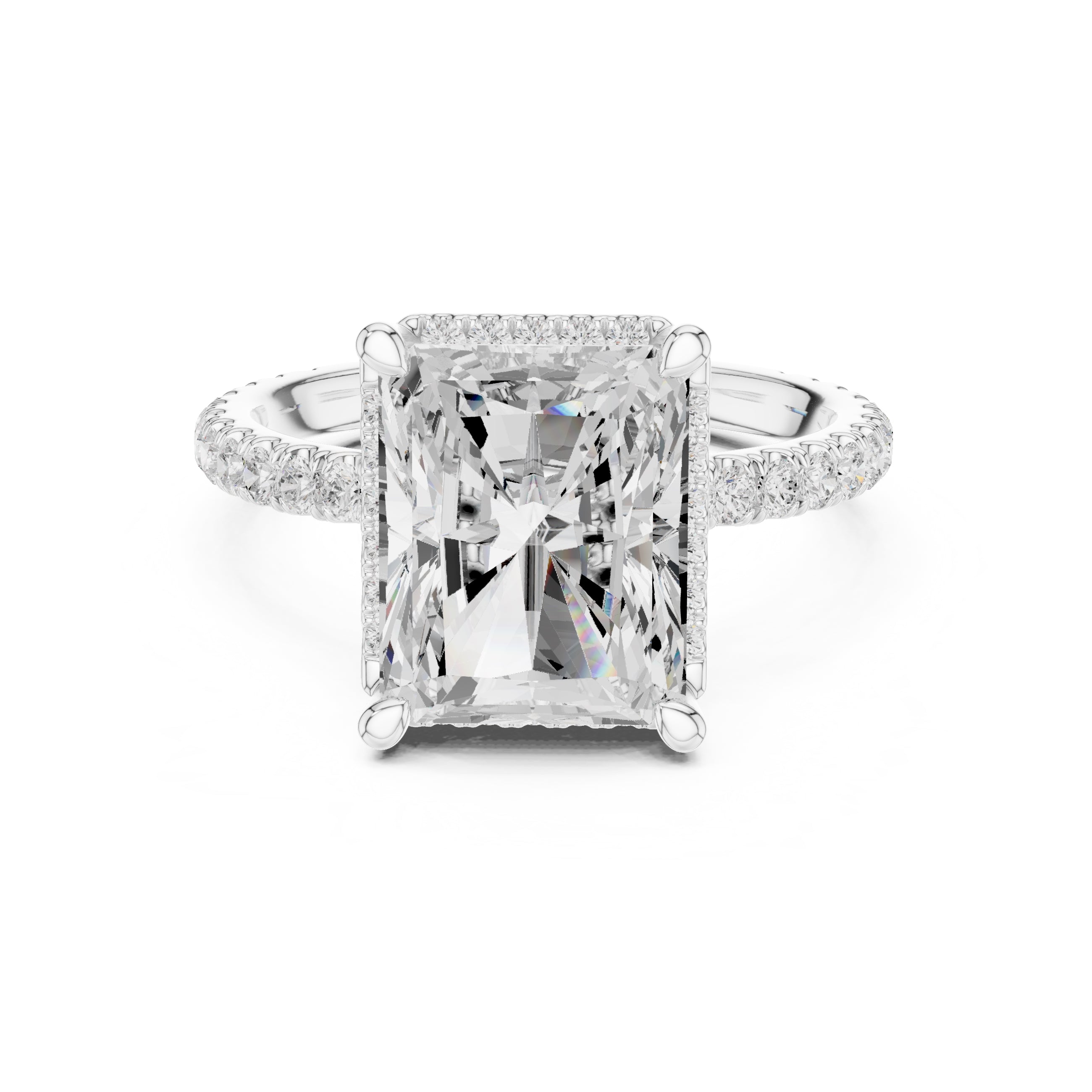 3.50 ct Lumina Pavé Engagement Ring 3.5ct White Gold Radiant