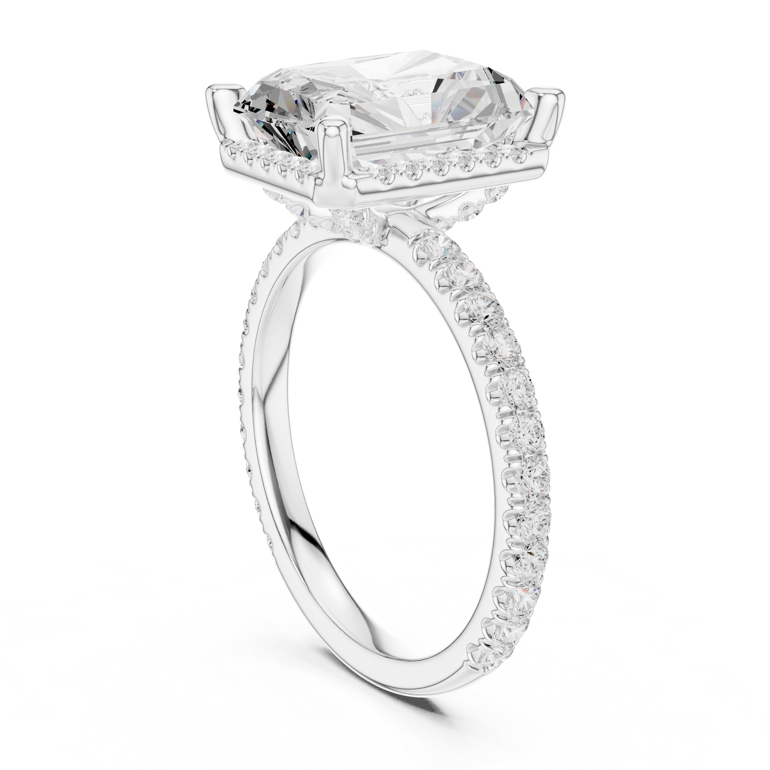 3.50 ct Lumina Pavé Engagement Ring 3.5ct White Gold Radiant