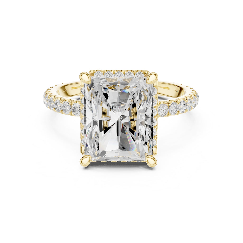 3.50 ct Lumina Pavé Engagement Ring 3.5ct Yellow Gold Radiant