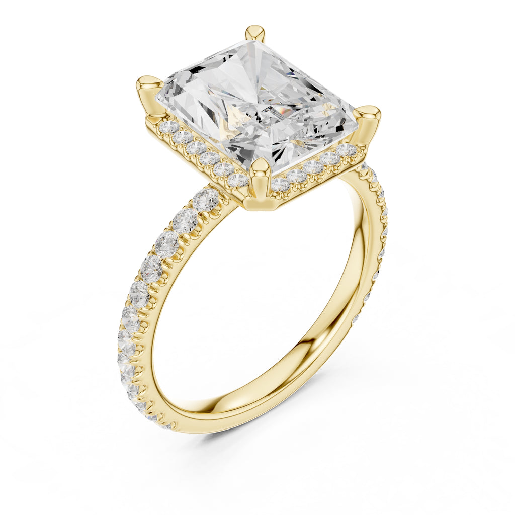 3.50 ct Lumina Pavé Engagement Ring 3.5ct Yellow Gold Radiant