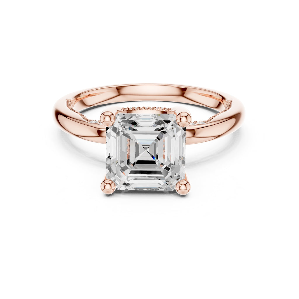 2.50 ct Ember Solitaire Engagement Ring 2.5ct Rose Gold Asscher