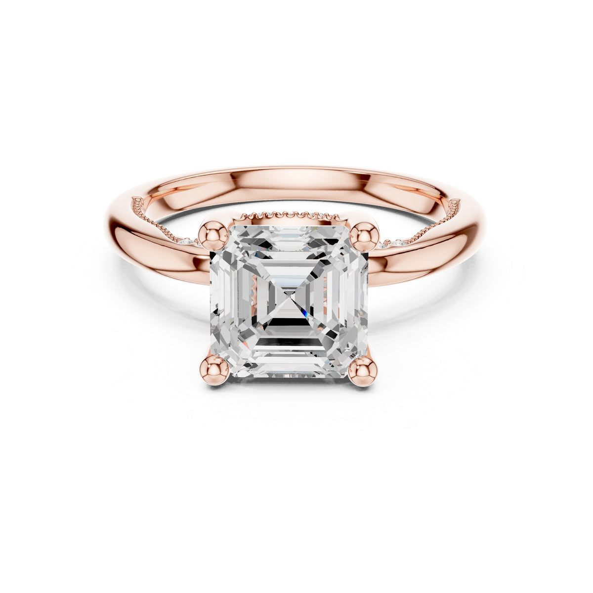 2.50 ct Ember Solitaire Engagement Ring 2.5ct Rose Gold Asscher