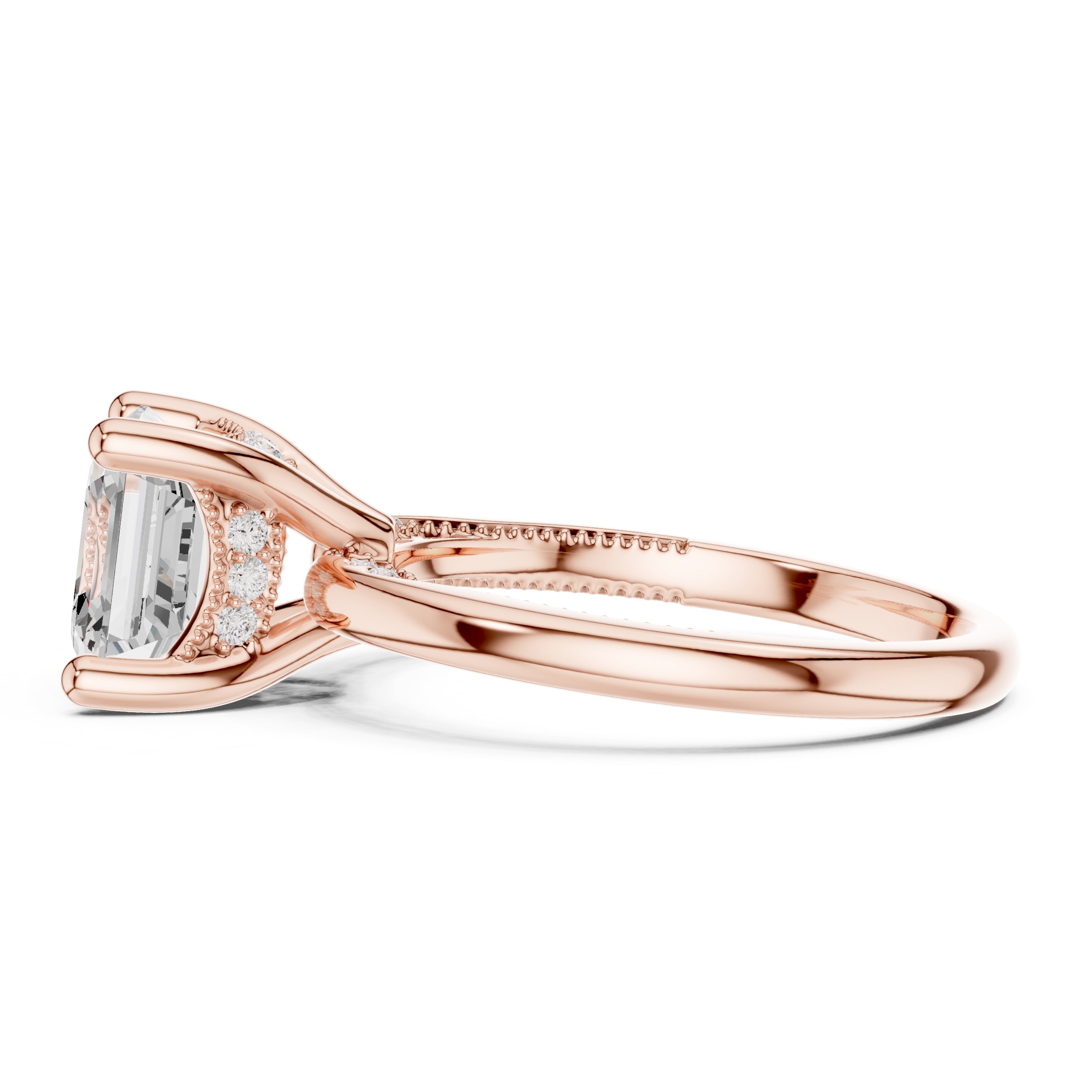 2.50 ct Ember Solitaire Engagement Ring 2.5ct Rose Gold Asscher