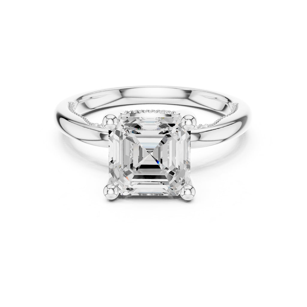 2.50 ct Ember Solitaire Engagement Ring 2.5ct White Gold Asscher