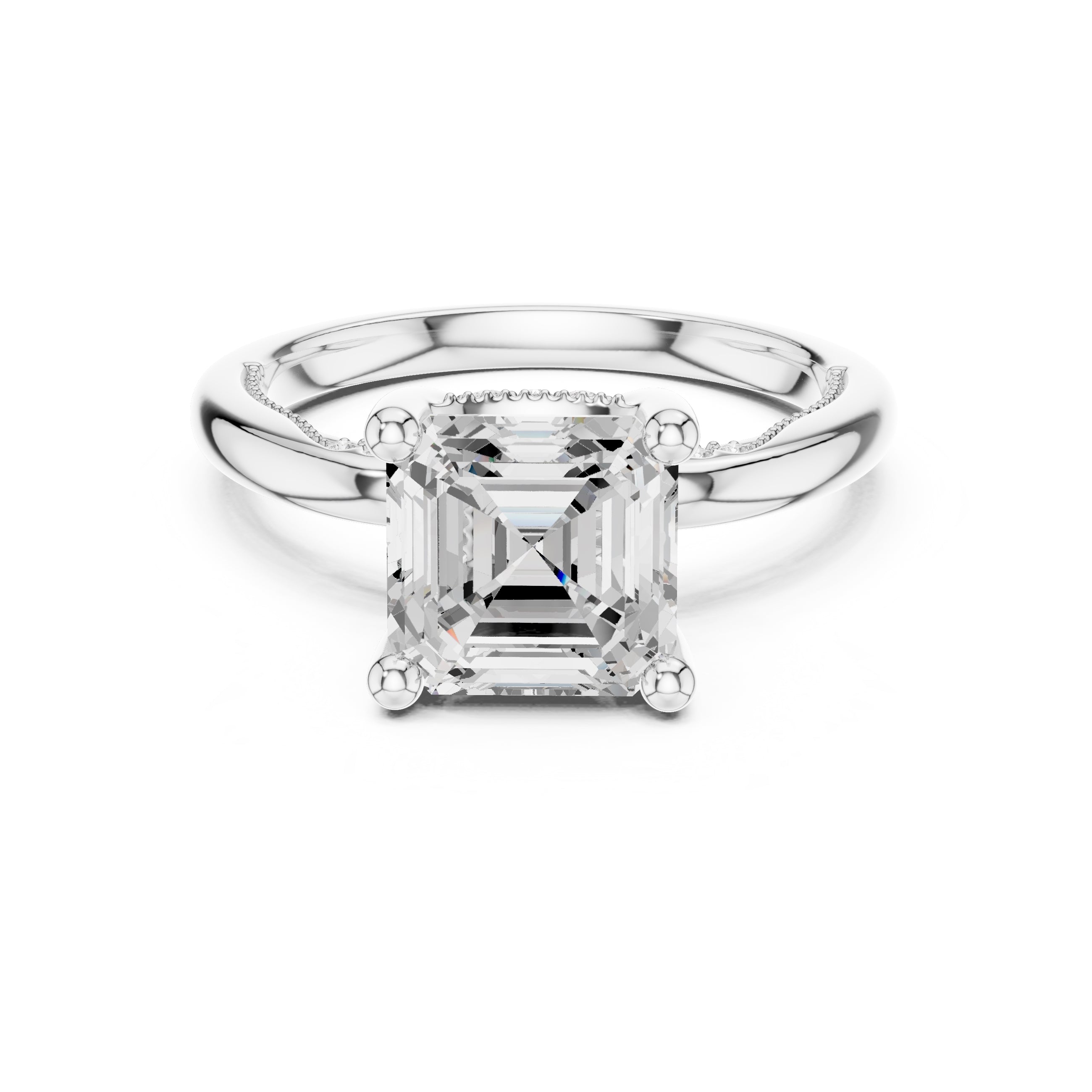 2.50 ct Ember Solitaire Engagement Ring 2.5ct White Gold Asscher