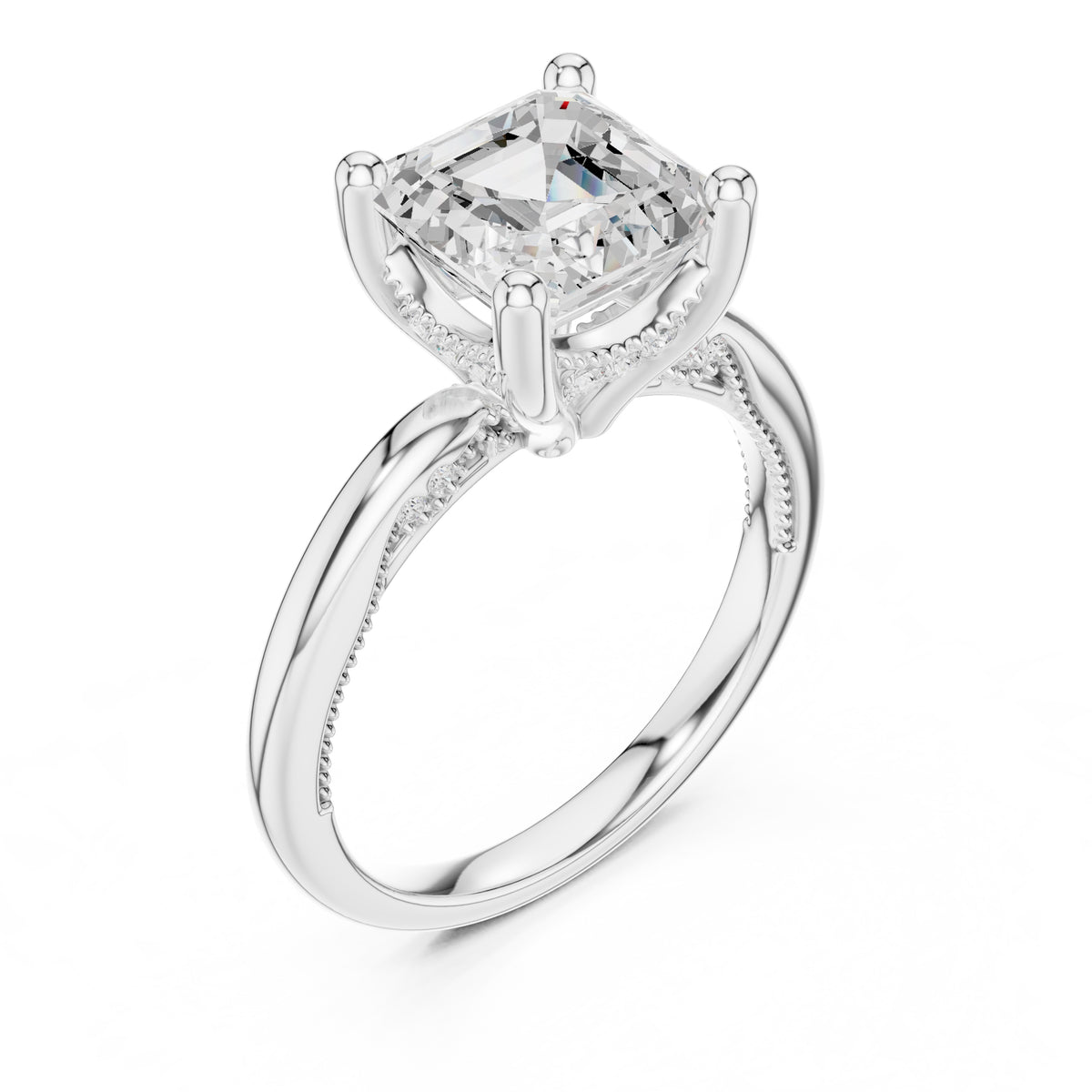 2.50 ct Ember Solitaire Engagement Ring 2.5ct White Gold Asscher
