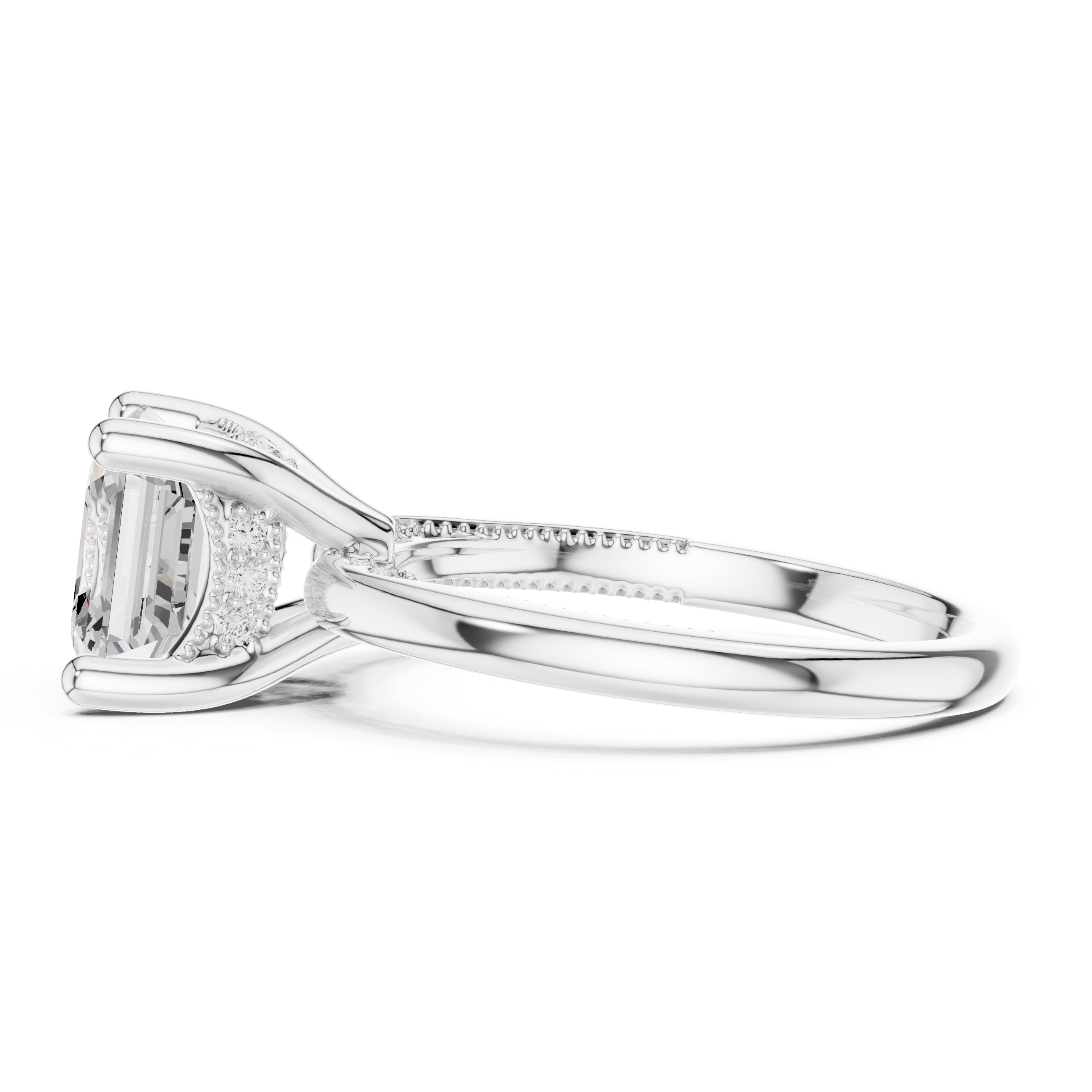 2.50 ct Ember Solitaire Engagement Ring 2.5ct White Gold Asscher