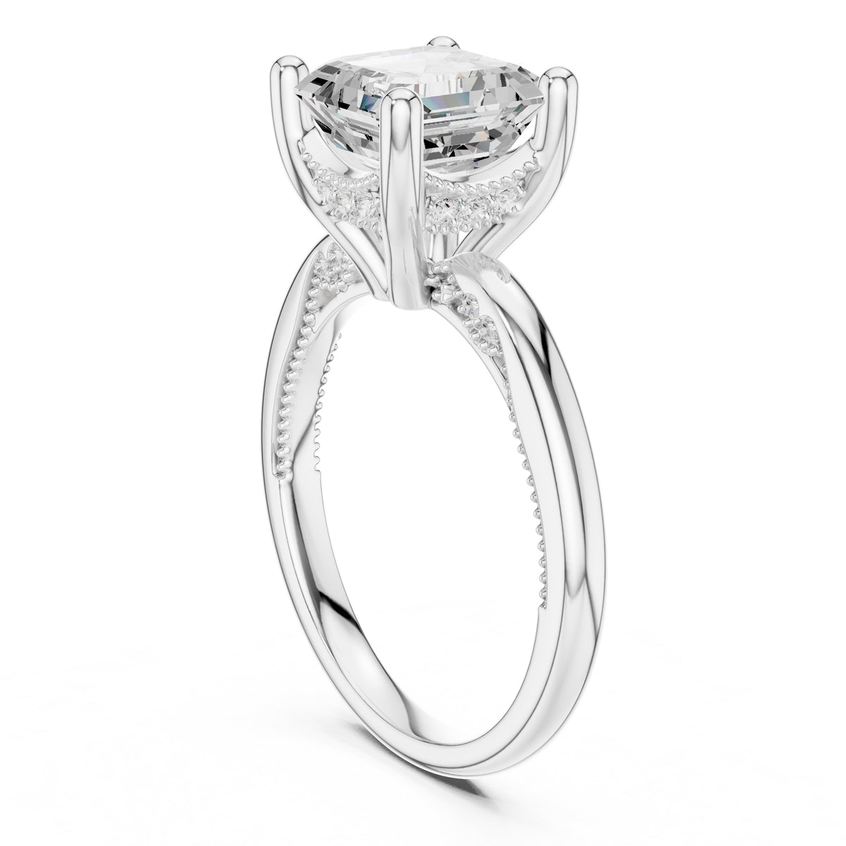 2.50 ct Ember Solitaire Engagement Ring 2.5ct White Gold Asscher
