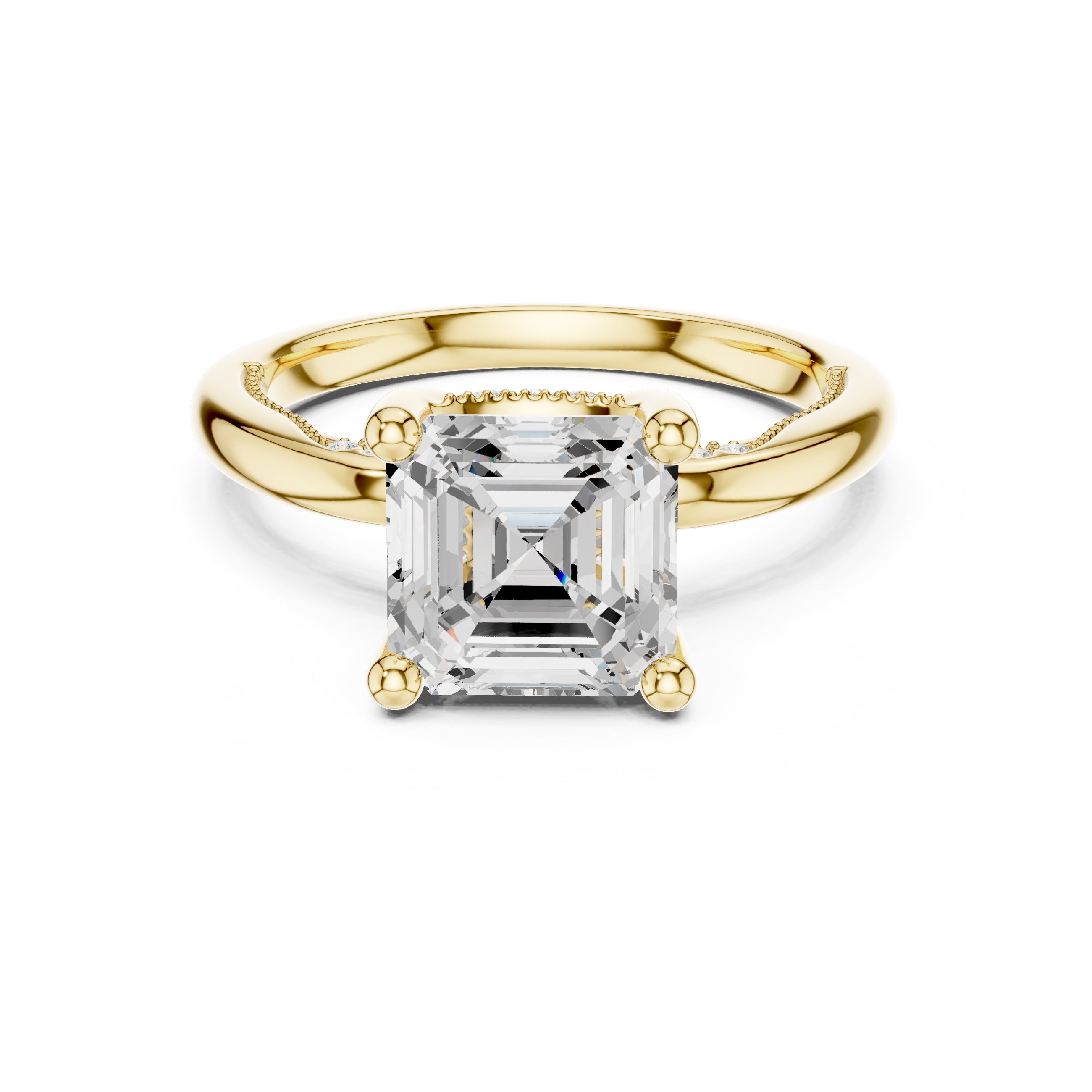 2.50 ct Ember Solitaire Engagement Ring 2.5ct Yellow Gold Asscher