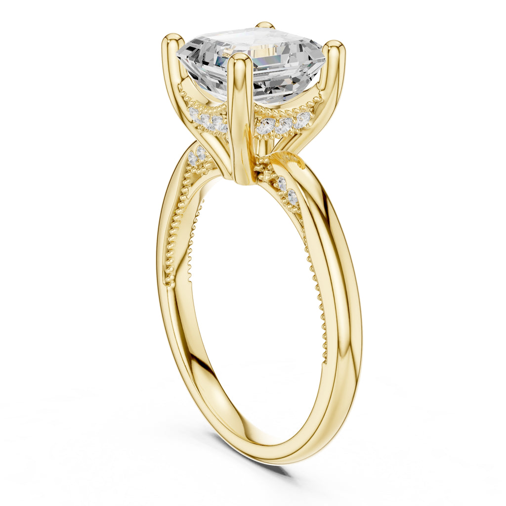 2.50 ct Ember Solitaire Engagement Ring 2.5ct Yellow Gold Asscher