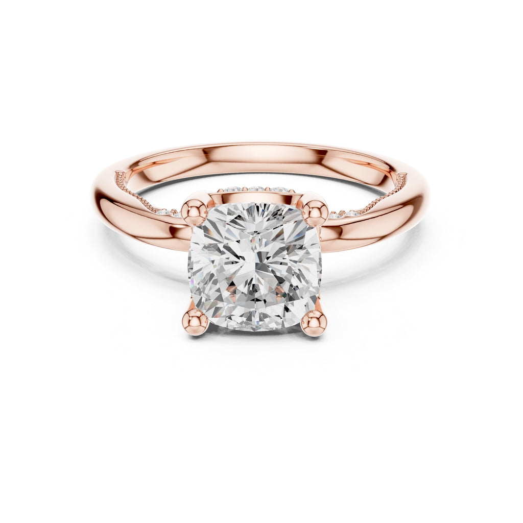 2.50 ct Ember Solitaire Engagement Ring 2.5ct Rose Gold Cushion