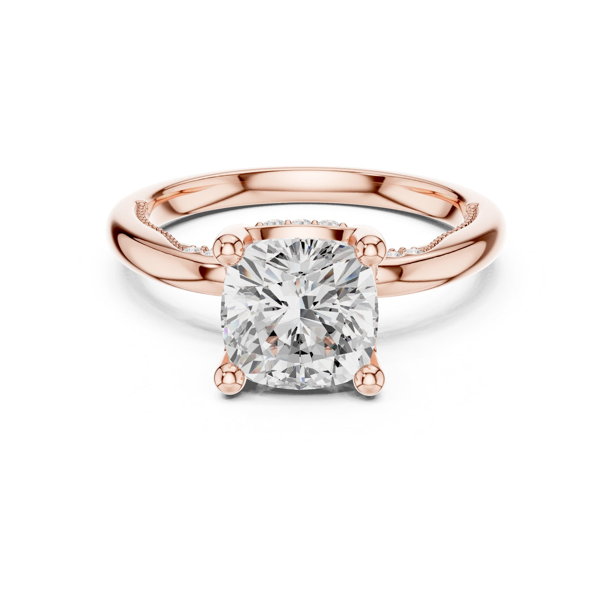2.50 ct Ember Solitaire Engagement Ring 2.5ct Rose Gold Cushion