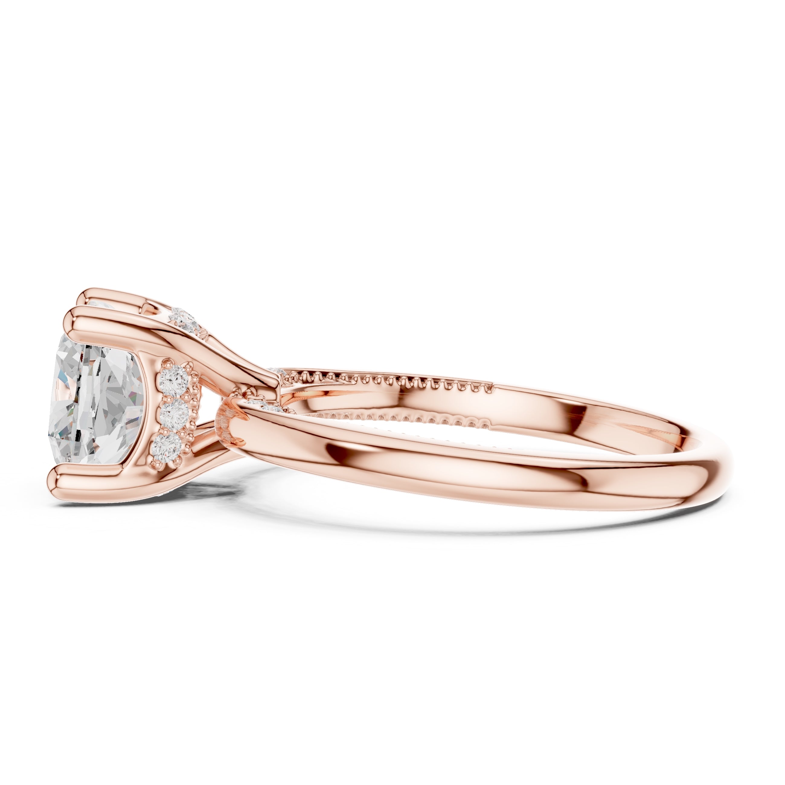2.50 ct Ember Solitaire Engagement Ring 2.5ct Rose Gold Cushion