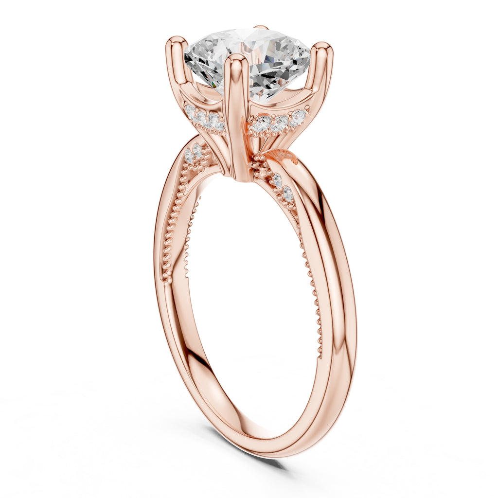 2.50 ct Ember Solitaire Engagement Ring 2.5ct Rose Gold Cushion