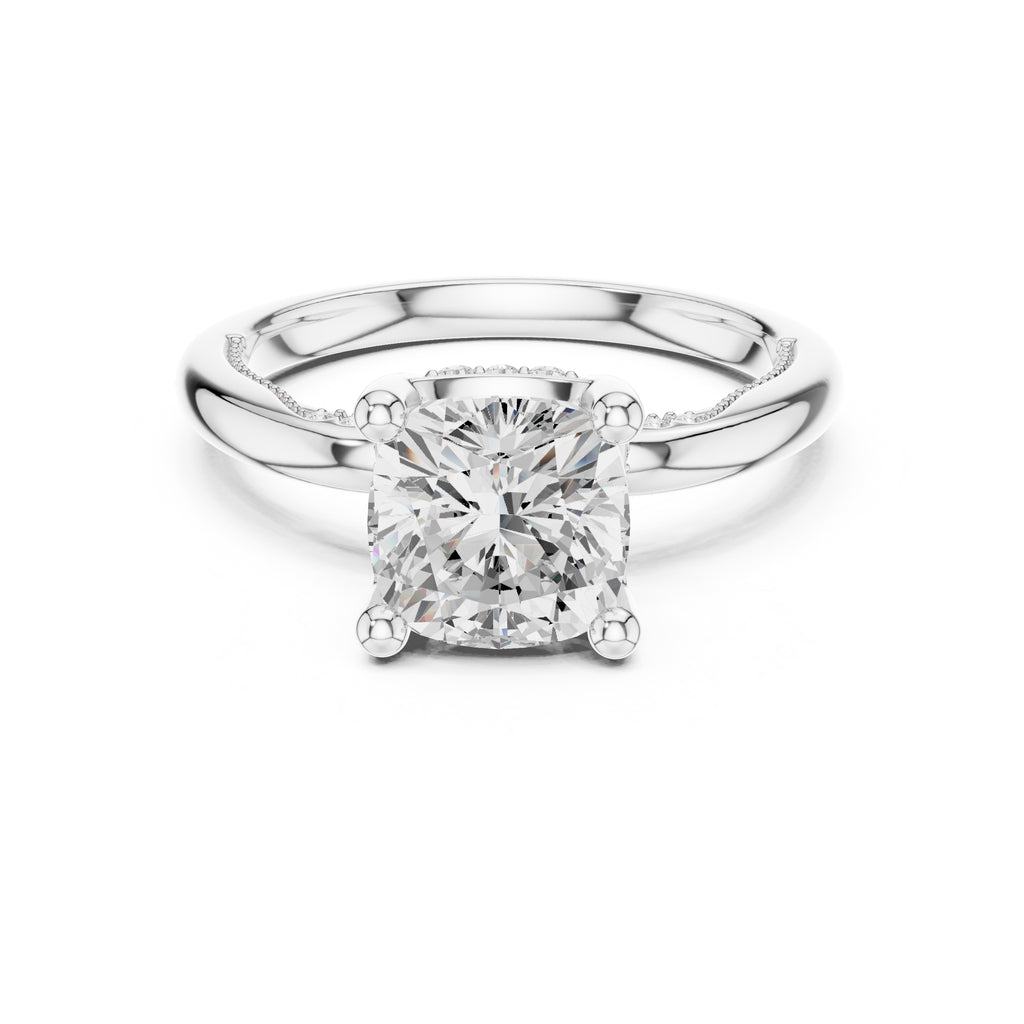 2.50 ct Ember Solitaire Engagement Ring 2.5ct White Gold Cushion