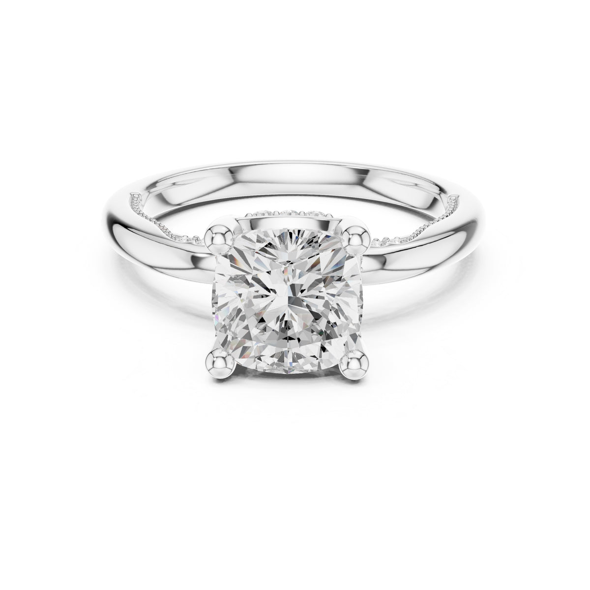 2.50 ct Ember Solitaire Engagement Ring 2.5ct White Gold Cushion