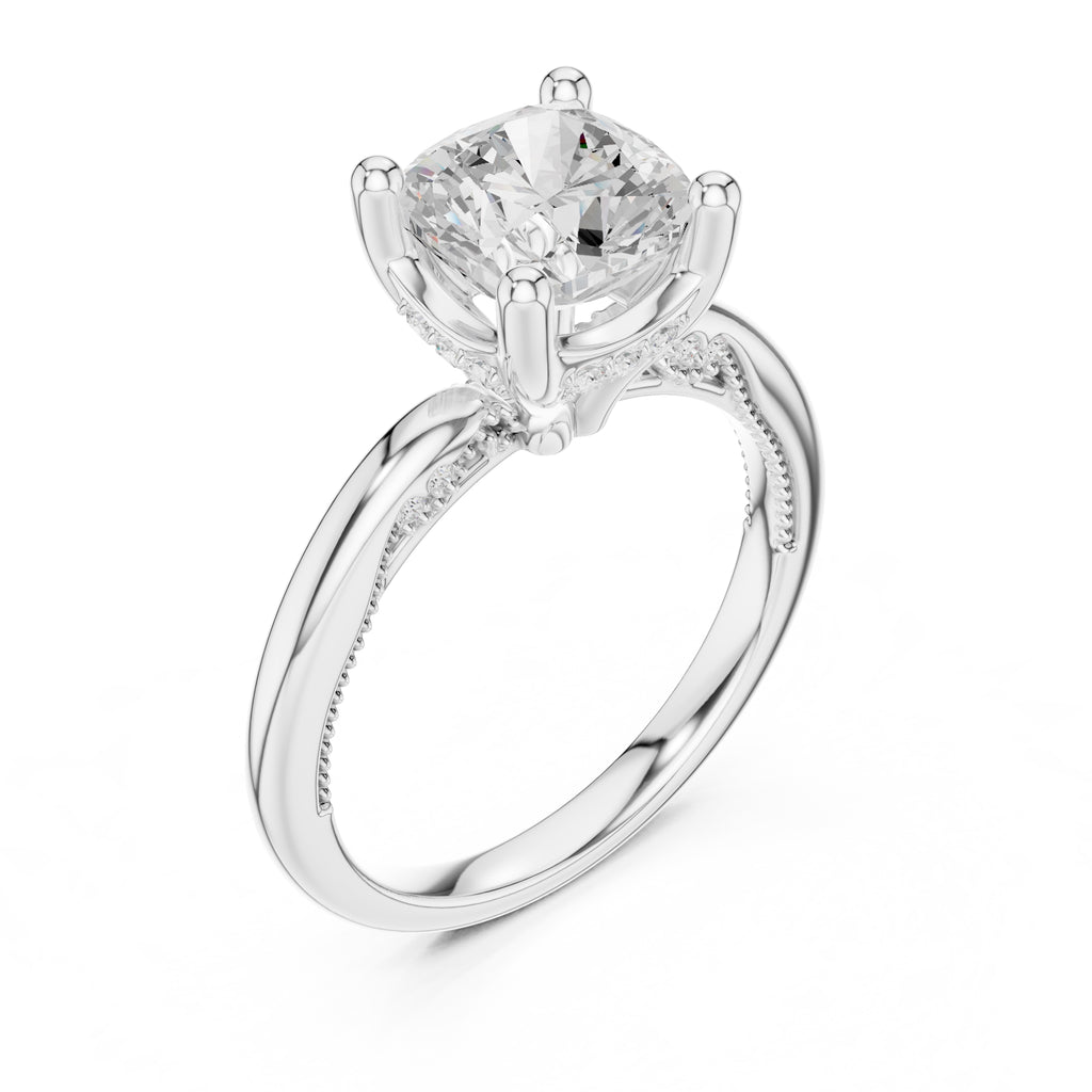2.50 ct Ember Solitaire Engagement Ring 2.5ct White Gold Cushion