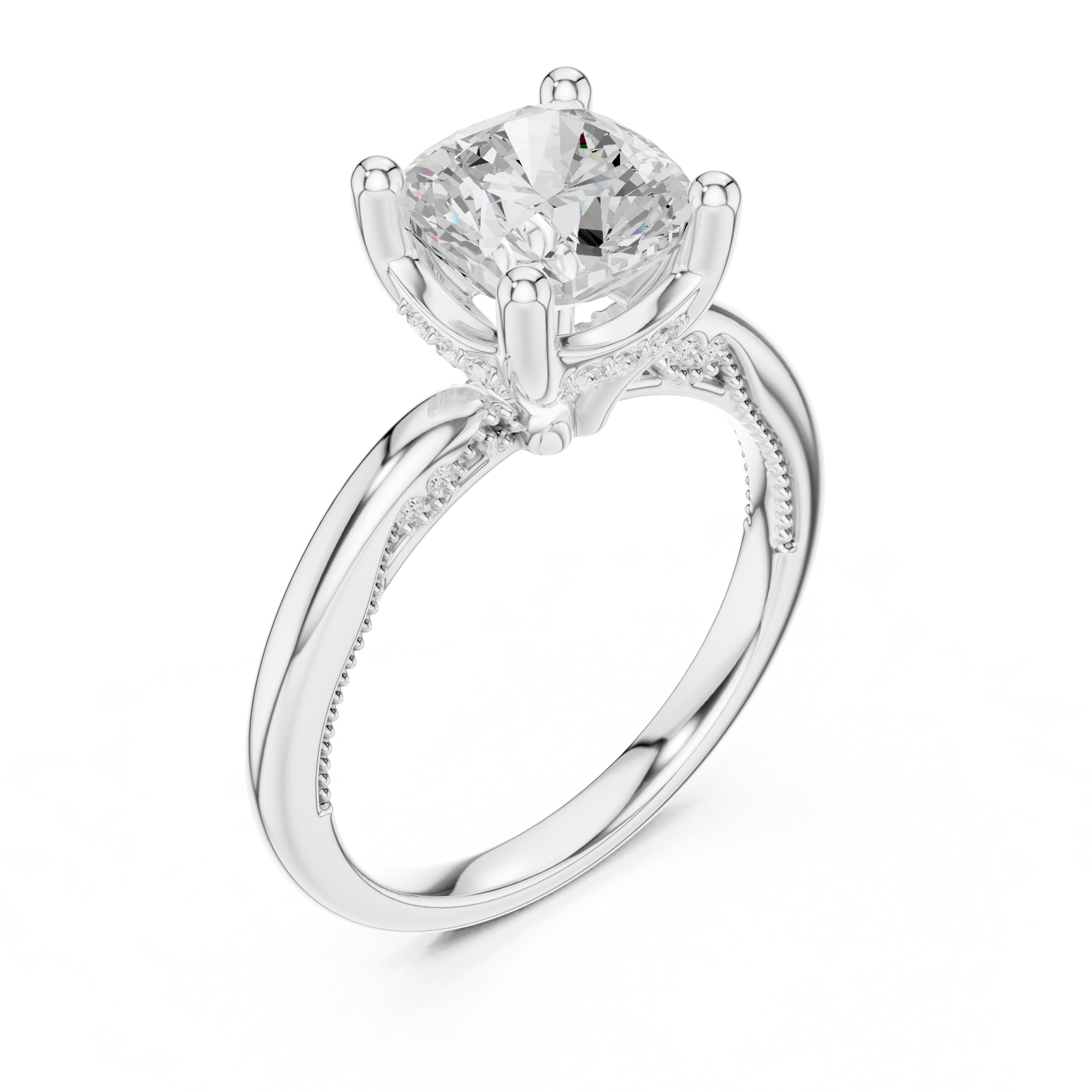 2.50 ct Ember Solitaire Engagement Ring 2.5ct White Gold Cushion