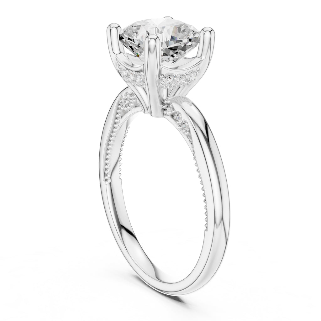 2.50 ct Ember Solitaire Engagement Ring 2.5ct White Gold Cushion