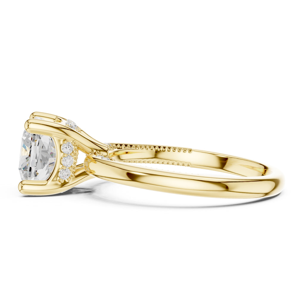 2.50 ct Ember Solitaire Engagement Ring 2.5ct Yellow Gold Cushion