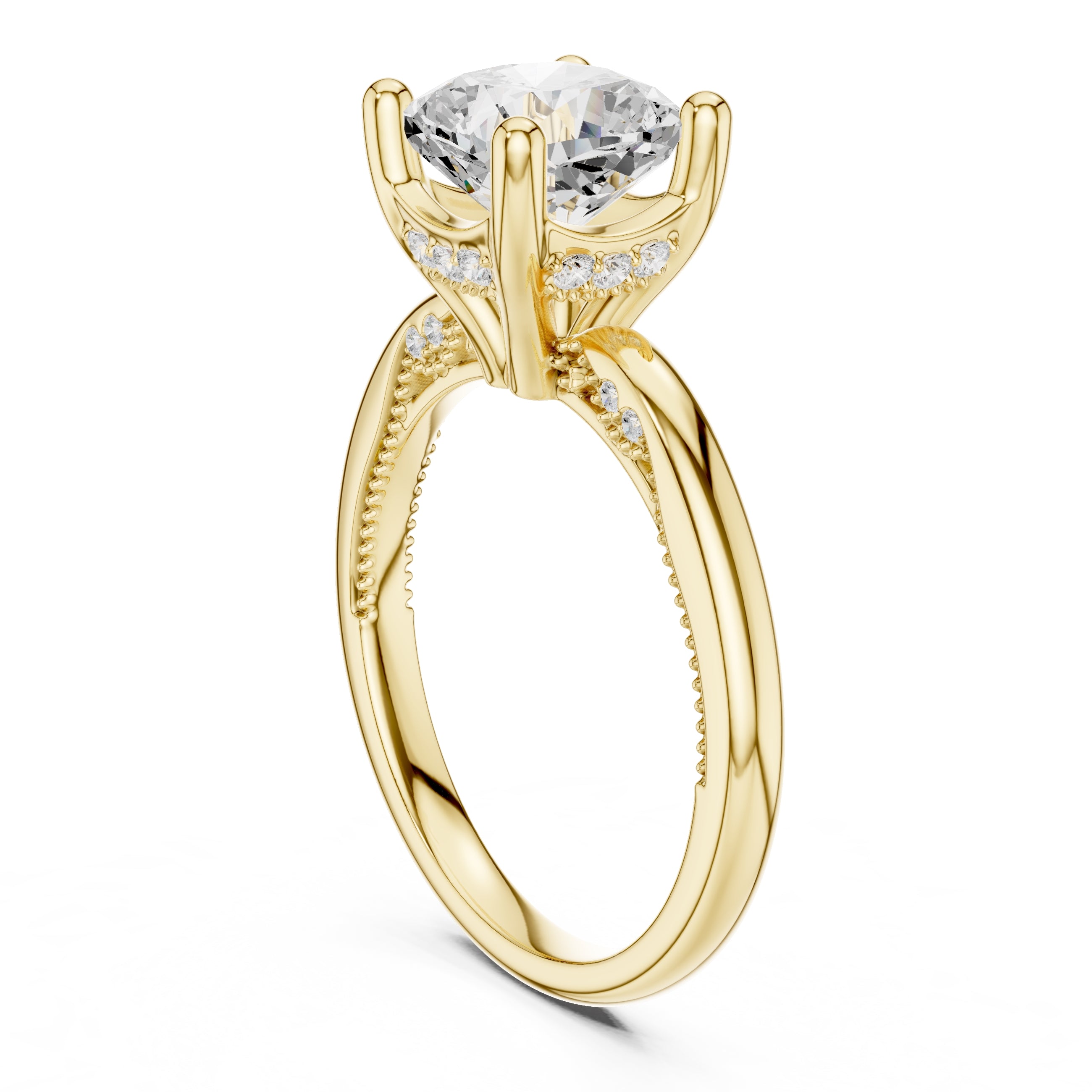 2.50 ct Ember Solitaire Engagement Ring 2.5ct Yellow Gold Cushion