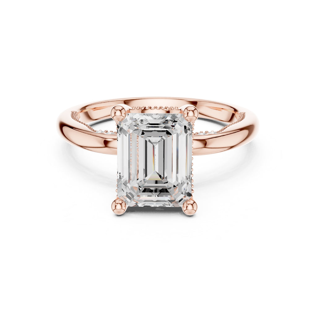 2.50 ct Ember Solitaire Engagement Ring 2.5ct Rose Gold Emerald
