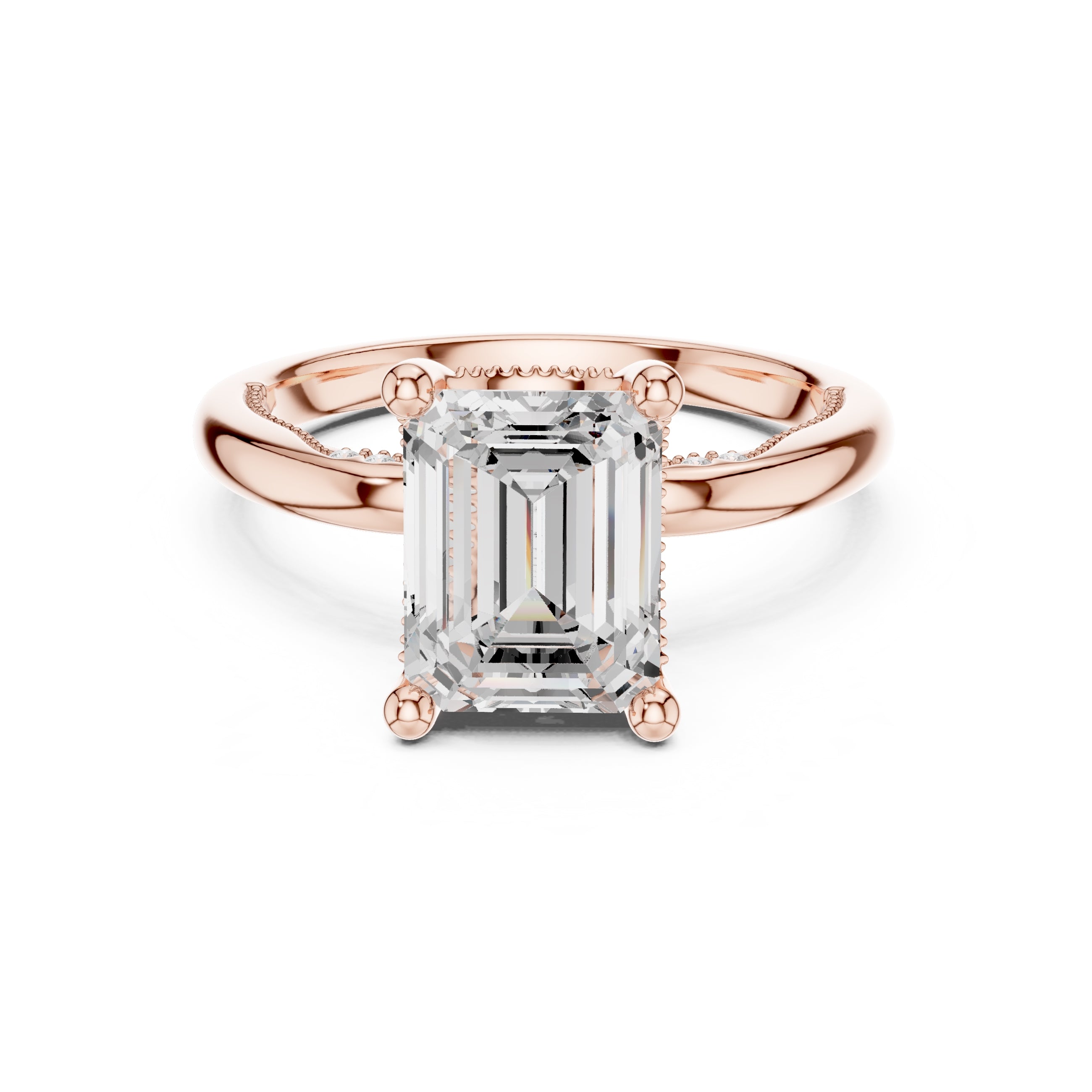 2.50 ct Ember Solitaire Engagement Ring 2.5ct Rose Gold Emerald