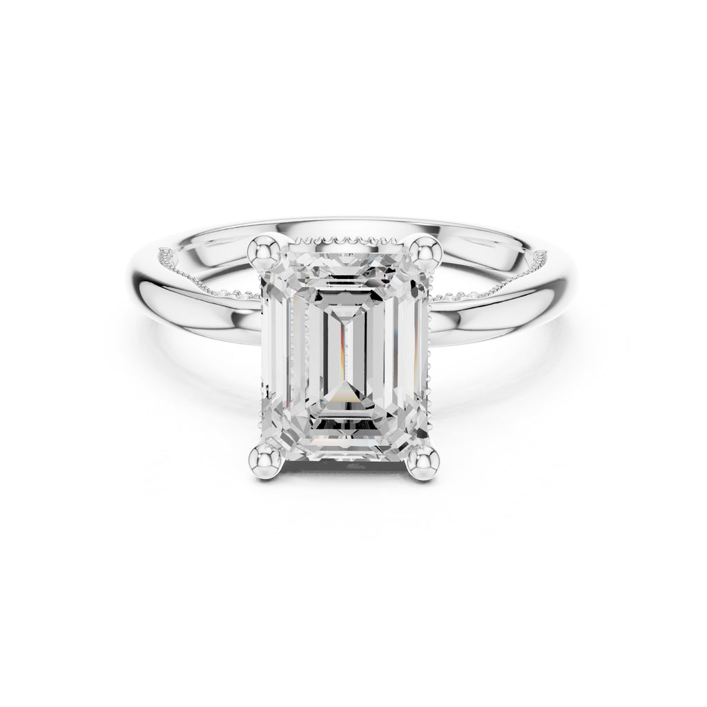 2.50 ct Ember Solitaire Engagement Ring 2.5ct White Gold Emerald