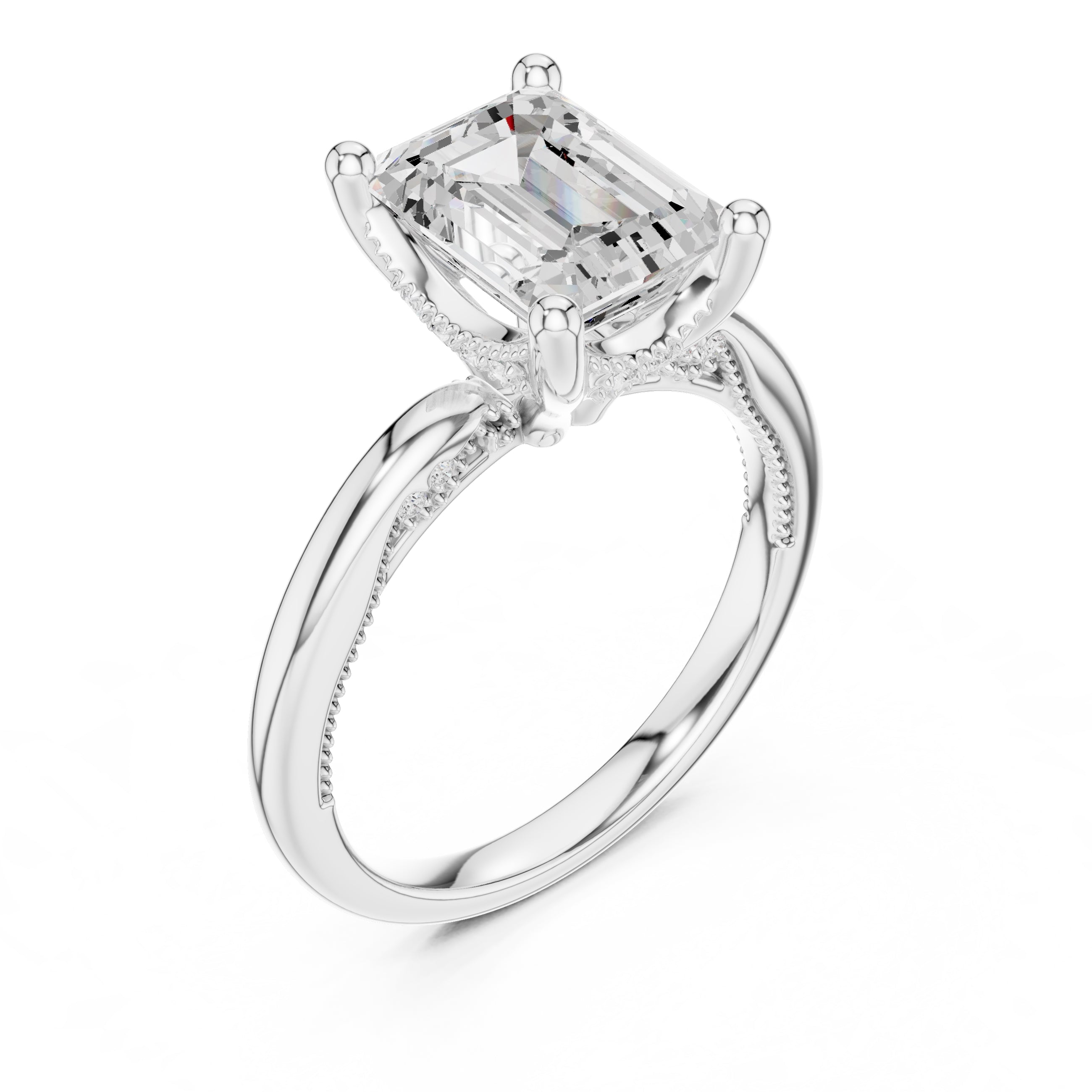 2.50 ct Ember Solitaire Engagement Ring 2.5ct White Gold Emerald
