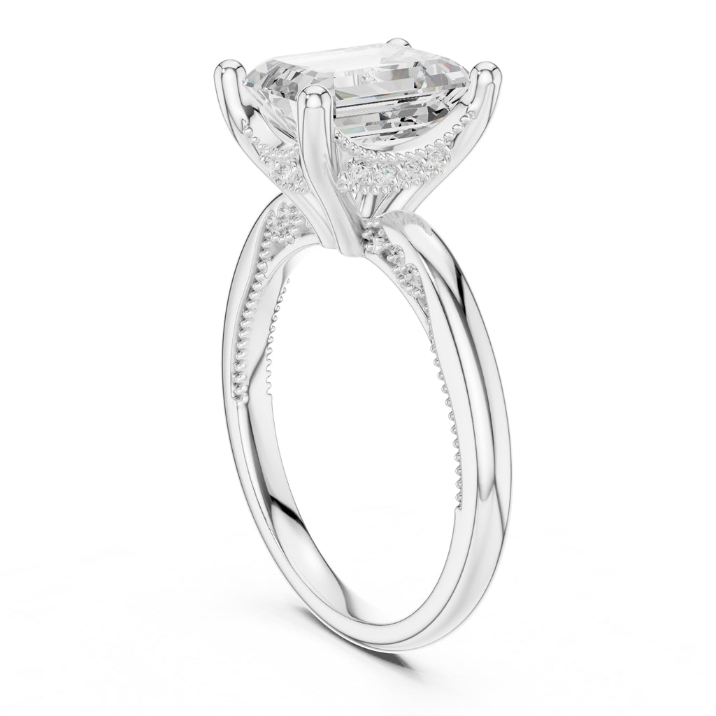 2.50 ct Ember Solitaire Engagement Ring 2.5ct White Gold Emerald